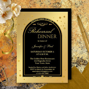 Invitation Dîner de répétition Gold Black Chic