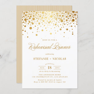 Invitation Dîner de répétition Gold Foil Confetti