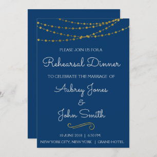 Invitation Dîner de répétition Gold Foil String