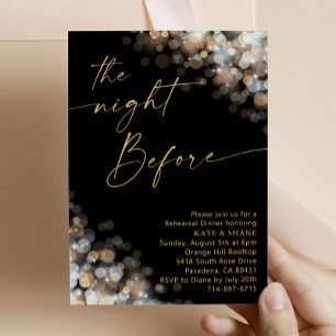 Invitation Dîner de répétition Gold & Silver Bokeh Parties sc