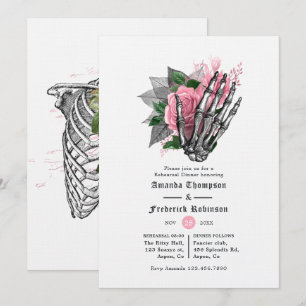 Invitation Dîner de répétition gothique d'Halloween floral ro