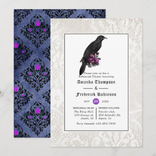 Invitation Dîner de répétition gothique Floral Damask et dent