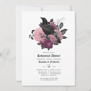 Invitation Dîner de répétition gothique Glam Mauve Raven vint