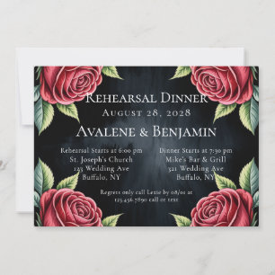 Invitation Dîner de répétition gothique noir et rouge
