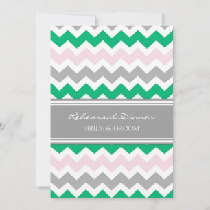 Invitation Dîner de répétition Green Pink Grey