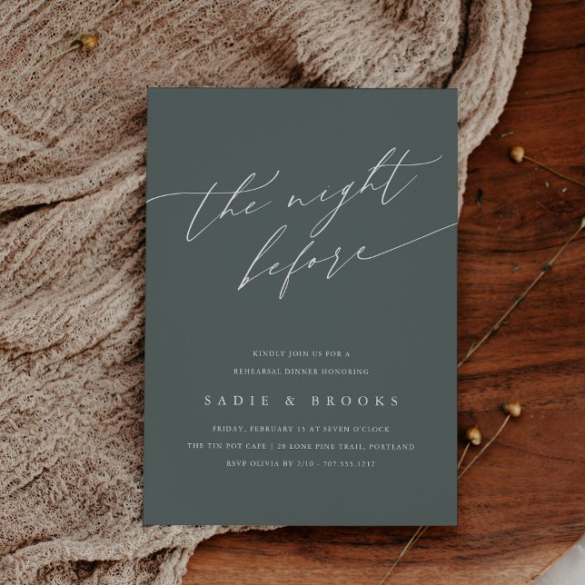 Invitation Dîner de répétition gris-vert tempête (Créateur téléchargé)