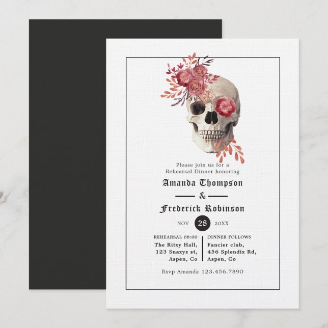 Invitation Dîner de répétition Halloween gothique (Devant / Derrière)