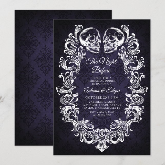 Invitation Dîner de répétition Halloween gothique (Devant / Derrière)