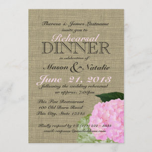 Invitation Dîner de répétition Hydrangea rose 5x7