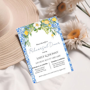 Invitation Dîner de répétition italien Citron bleu Méditerran