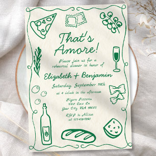 Invitation Dîner de répétition italienne Retro Vert Tiré À La