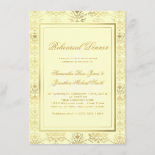 Invitation Dîner de répétition ivoire et or de Damas