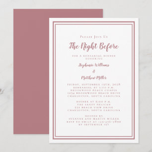 Invitation Dîner de répétition la veille du mariage Rose Pous