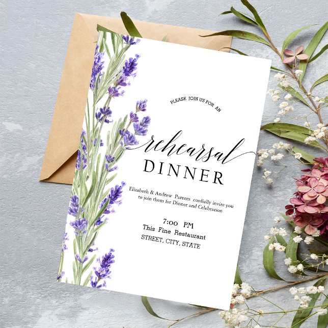 Invitation Dîner de répétition Lavander Greenery (Créateur téléchargé)