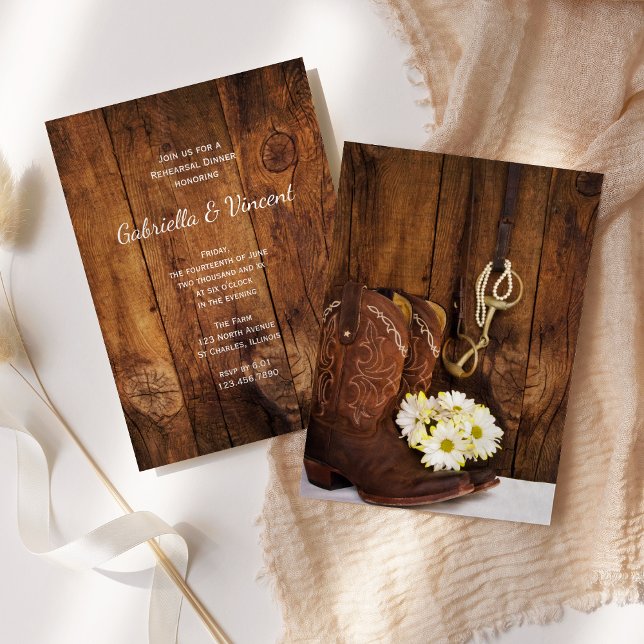 Invitation Dîner De Répétition Mariage À Cheval Boots (Créateur téléchargé)