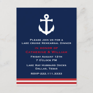 Invitation Dîner de répétition Mariage à thème nautique