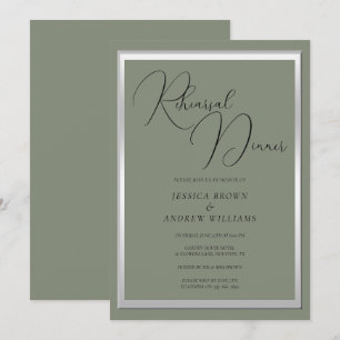 Invitation Dîner de répétition Mariage argenté Sophistiqué Sa