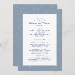 Invitation Dîner de répétition Mariage bleu-blanc moderne