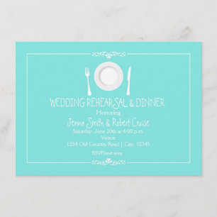Invitation Dîner de répétition Mariage bleu turquoise Invitat