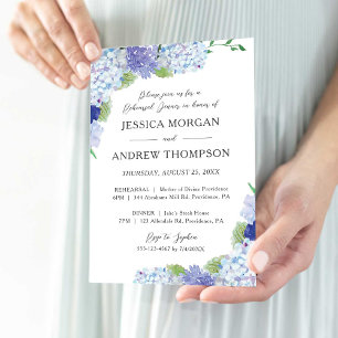 Invitation Dîner de répétition Mariage Blue Hydrangea Invitat