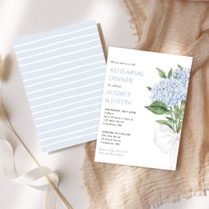 Invitation Dîner de répétition Mariage Blue Hydrangea Petit