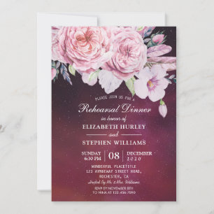 Invitation Dîner de répétition mariage Boho Floral Purple Lum