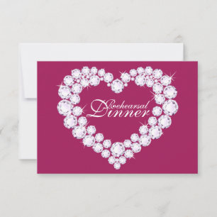 Invitation Dîner de répétition mariage carré rose coeur invit