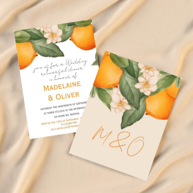 Invitation Dîner de répétition mariage Citrus Orange Moderne (Créateur téléchargé)