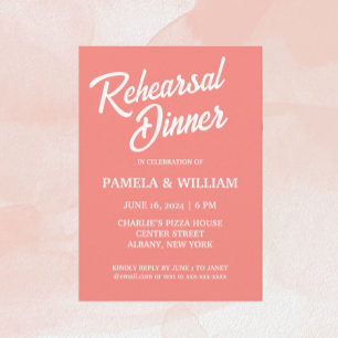 Invitation Dîner de répétition Mariage Coral Simple Style