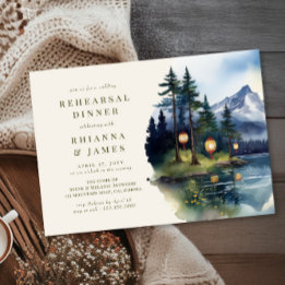 Invitation Dîner de répétition Mariage Country Lake Twilight