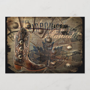 Invitation dîner de répétition mariage de cow-boy de l'Ouest