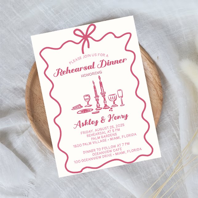 Invitation Dîner de répétition Mariage de dessin à main (Créateur téléchargé)