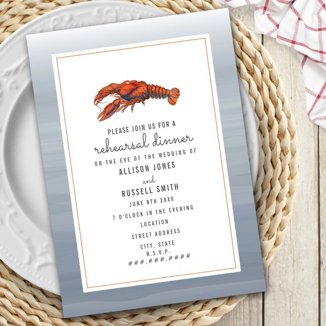 Invitation Dîner de répétition Mariage de homard de Chambray (Créateur téléchargé)
