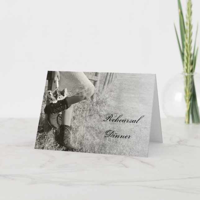 Invitation Dîner de répétition Mariage de la cow-girl et des  (Devant)