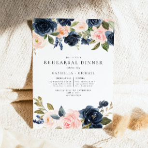 Invitation Dîner de répétition Mariage de la Marine Romantiqu
