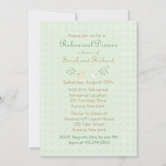 Invitation Dîner de répétition Mariage de la Monnaie Lovebird