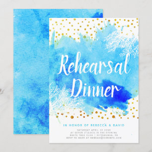 Invitation Dîner de répétition mariage de l'aquarelle et de l