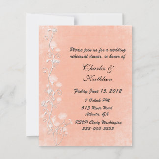 Invitation Dîner de répétition Mariage de pêche élégant Invit
