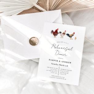Invitation Dîner de répétition Mariage de poulet Barnyard