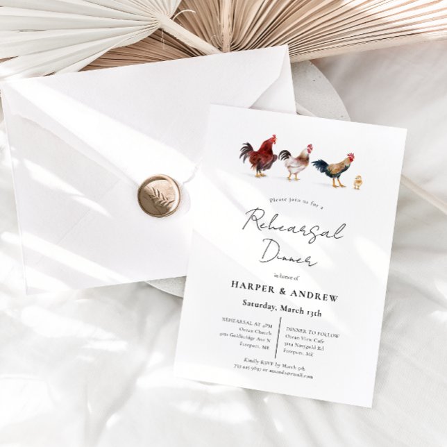 Invitation Dîner de répétition Mariage de poulet Barnyard (Créateur téléchargé)