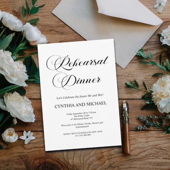 Invitation Dîner de répétition Mariage de script élégant (Créateur téléchargé)