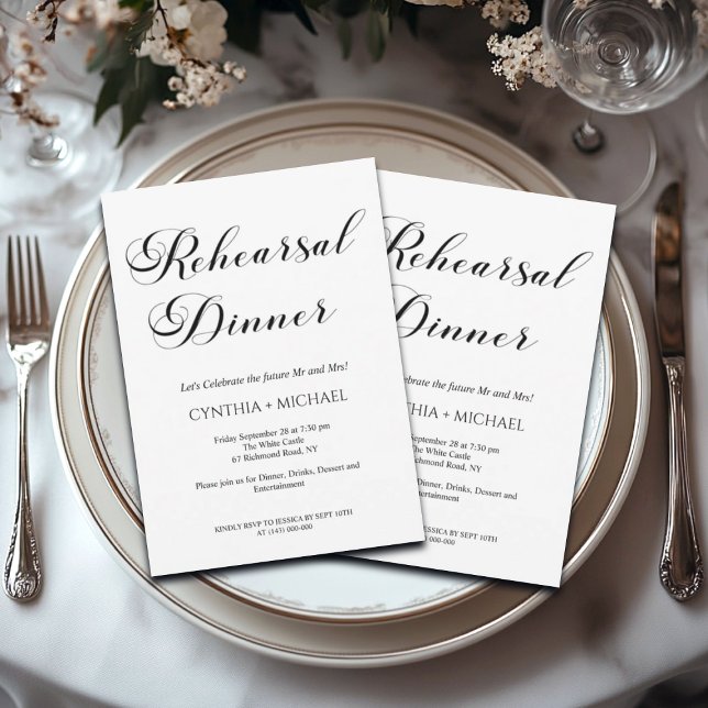 Invitation Dîner de répétition Mariage de script moderne (Créateur téléchargé)