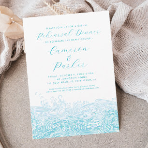 Invitation Dîner de répétition Mariage Décontracté Aqua Ocean
