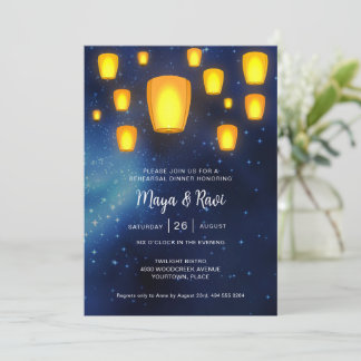 Invitation Dîner de répétition Mariage des lanternes flottant