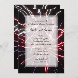 Invitation Dîner de répétition Mariage d'été Fireworks