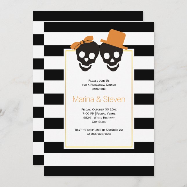 Invitation Dîner de répétition mariage d'Halloween (Devant / Derrière)