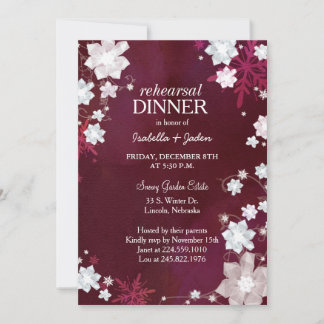 Invitation Dîner de répétition Mariage d'hiver de Bourgogne