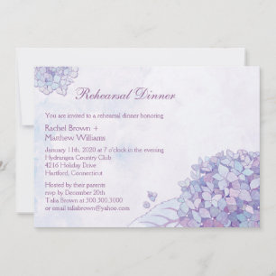 Invitation Dîner de répétition Mariage d'Hydrangea violet