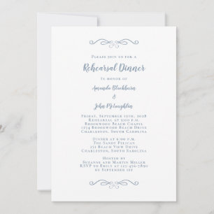 Invitation Dîner de répétition Mariage élégant Dusty Blue Chi