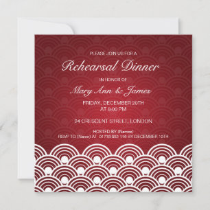 Invitation Dîner de répétition Mariage en rouge Motif